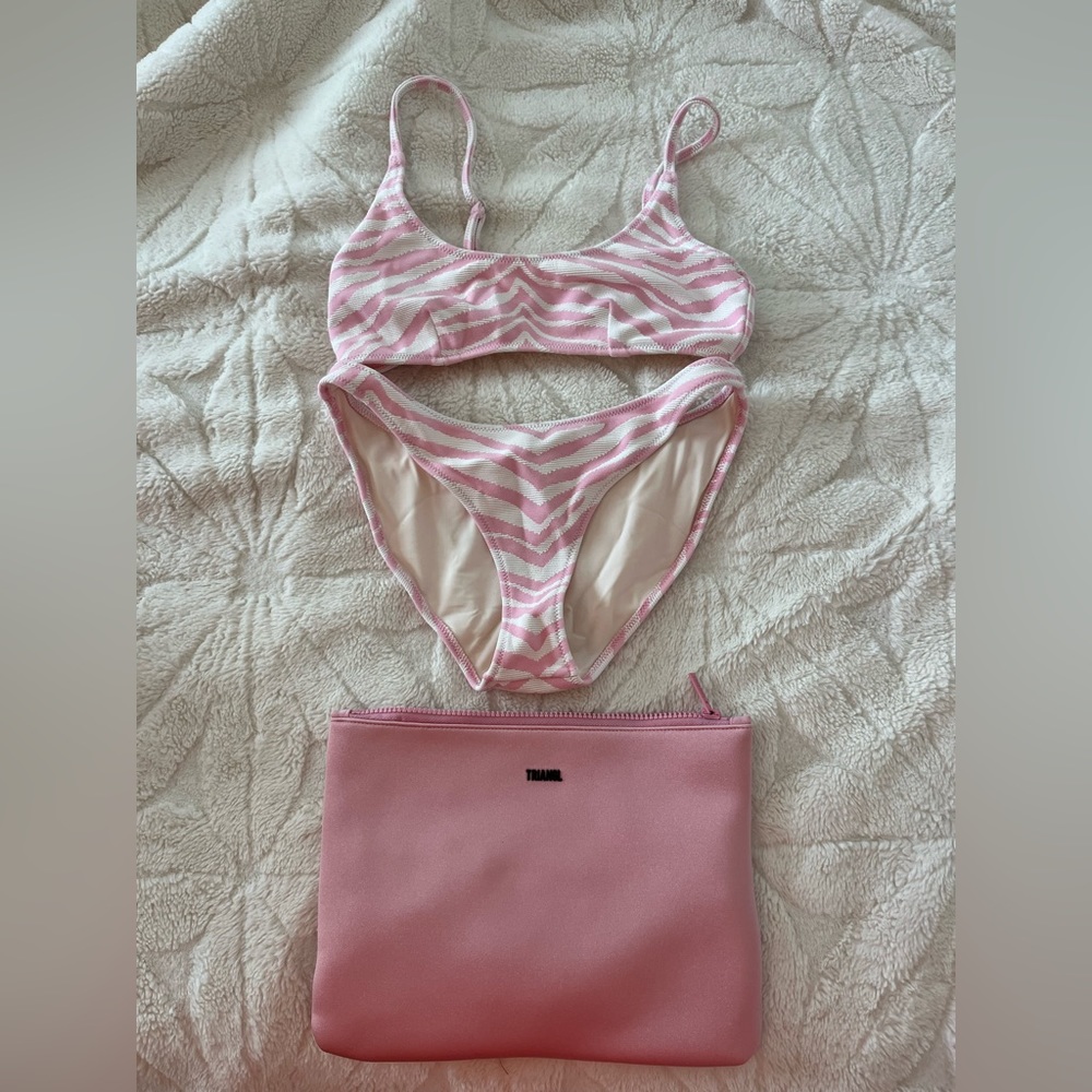 pink zebra splash triangl bikini with bag